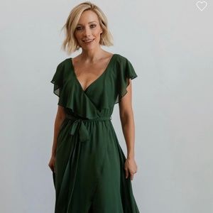 Baltic born green Katya ruffle maxi dress
